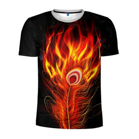 Мужская футболка 3D спортивная с принтом Феникс в Тюмени, 100% полиэстер с улучшенными характеристиками | приталенный силуэт, круглая горловина, широкие плечи, сужается к линии бедра | Тематика изображения на принте: phoenix | арт | дым | краска | лучи | огонь | пламя | прикольные | птица. фентези | свет | феникс
