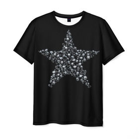 Мужская футболка 3D с принтом Алмазная звезда в Тюмени, 100% полиэфир | прямой крой, круглый вырез горловины, длина до линии бедер | алмаз | блеск | бриллиант | драгоценность | звезда