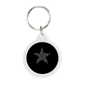 Брелок круглый с принтом Алмазная звезда в Тюмени, пластик и полированная сталь | круглая форма, металлическое крепление в виде кольца | алмаз | блеск | бриллиант | драгоценность | звезда