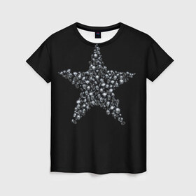 Женская футболка 3D с принтом Алмазная звезда в Тюмени, 100% полиэфир ( синтетическое хлопкоподобное полотно) | прямой крой, круглый вырез горловины, длина до линии бедер | алмаз | блеск | бриллиант | драгоценность | звезда