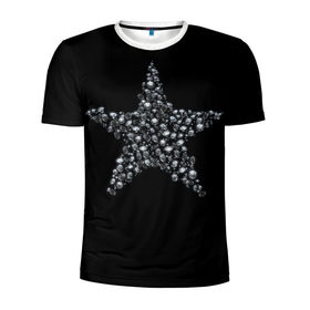 Мужская футболка 3D спортивная с принтом Алмазная звезда в Тюмени, 100% полиэстер с улучшенными характеристиками | приталенный силуэт, круглая горловина, широкие плечи, сужается к линии бедра | алмаз | блеск | бриллиант | драгоценность | звезда