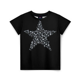 Детская футболка 3D с принтом Алмазная звезда в Тюмени, 100% гипоаллергенный полиэфир | прямой крой, круглый вырез горловины, длина до линии бедер, чуть спущенное плечо, ткань немного тянется | алмаз | блеск | бриллиант | драгоценность | звезда
