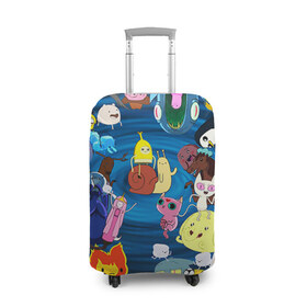 Чехол для чемодана 3D с принтом Adventure Time 1 в Тюмени, 86% полиэфир, 14% спандекс | двустороннее нанесение принта, прорези для ручек и колес | Тематика изображения на принте: adventure time | bubblegum | dog | finn | jake | marcelline | время приключений | джейк и финн | марселин | пупырка