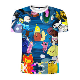 Мужская футболка 3D спортивная с принтом Adventure Time 1 в Тюмени, 100% полиэстер с улучшенными характеристиками | приталенный силуэт, круглая горловина, широкие плечи, сужается к линии бедра | adventure time | bubblegum | dog | finn | jake | marcelline | время приключений | джейк и финн | марселин | пупырка