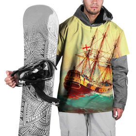 Накидка на куртку 3D с принтом Парусник в Тюмени, 100% полиэстер |  | Тематика изображения на принте: волны | исторический | корабль | море | океан