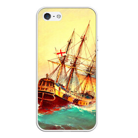 Чехол для iPhone 5/5S матовый с принтом Парусник в Тюмени, Силикон | Область печати: задняя сторона чехла, без боковых панелей | волны | исторический | корабль | море | океан