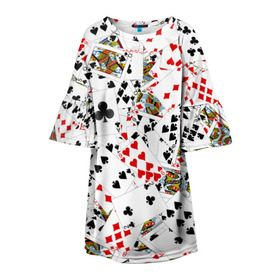 Детское платье 3D с принтом Игральные карты в Тюмени, 100% полиэстер | прямой силуэт, чуть расширенный к низу. Круглая горловина, на рукавах — воланы | 