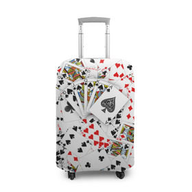 Чехол для чемодана 3D с принтом Роял-флеш в Тюмени, 86% полиэфир, 14% спандекс | двустороннее нанесение принта, прорези для ручек и колес | карты | покер