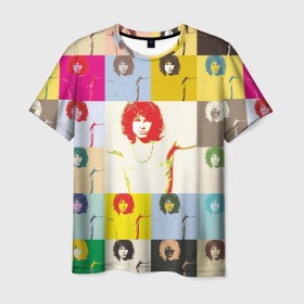 Мужская футболка 3D с принтом Pop Art Jim Morrison The Doors в Тюмени, 100% полиэфир | прямой крой, круглый вырез горловины, длина до линии бедер | jim morrison | the doors | арт | дорс | моррисон