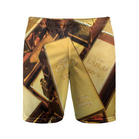 Мужские шорты 3D спортивные с принтом GOLD 999,9 в Тюмени,  |  | банк | богатство | драгоценность | золото | слитки