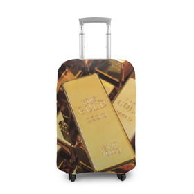Чехол для чемодана 3D с принтом GOLD 999,9 в Тюмени, 86% полиэфир, 14% спандекс | двустороннее нанесение принта, прорези для ручек и колес | банк | богатство | драгоценность | золото | слитки