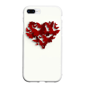 Чехол для iPhone 7Plus/8 Plus матовый с принтом Сердце из бабочек в Тюмени, Силикон | Область печати: задняя сторона чехла, без боковых панелей | 