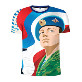 Мужская футболка 3D спортивная с принтом ВДВ в Тюмени, 100% полиэстер с улучшенными характеристиками | приталенный силуэт, круглая горловина, широкие плечи, сужается к линии бедра | 