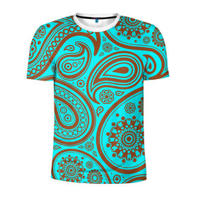 Мужская футболка 3D спортивная с принтом Paisley в Тюмени, 100% полиэстер с улучшенными характеристиками | приталенный силуэт, круглая горловина, широкие плечи, сужается к линии бедра | огурцы | орнамент | пейсли | турецкие | яркий