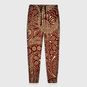 Мужские брюки 3D с принтом Paisley в Тюмени, 100% полиэстер | манжеты по низу, эластичный пояс регулируется шнурком, по бокам два кармана без застежек, внутренняя часть кармана из мелкой сетки | коричневый | орнамент | пейсли | турецкие огурцы | узор