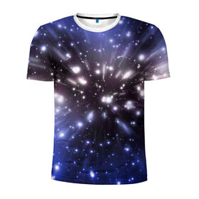 Мужская футболка 3D спортивная с принтом Звёздный космос в Тюмени, 100% полиэстер с улучшенными характеристиками | приталенный силуэт, круглая горловина, широкие плечи, сужается к линии бедра | звёзды | космическое пространство | созвездие
