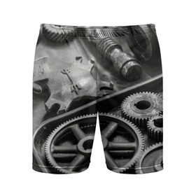 Мужские шорты 3D спортивные с принтом Железо в Тюмени,  |  | болты | гайки | железо | механизм | стимпанк | шестеренки