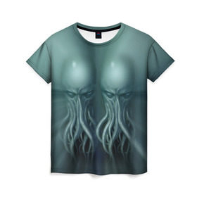 Женская футболка 3D с принтом Двойной Ктулху в Тюмени, 100% полиэфир ( синтетическое хлопкоподобное полотно) | прямой крой, круглый вырез горловины, длина до линии бедер | cthulhu | ctulhu | осьминог