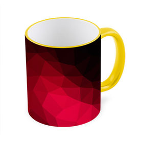 Кружка 3D с принтом Polygonal в Тюмени, керамика | ёмкость 330 мл | Тематика изображения на принте: красный | полигоны | треугольники