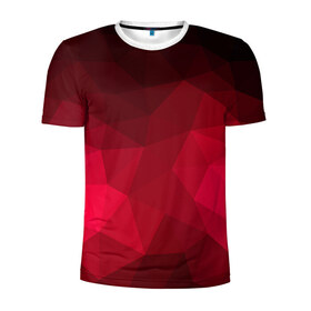 Мужская футболка 3D спортивная с принтом Polygonal в Тюмени, 100% полиэстер с улучшенными характеристиками | приталенный силуэт, круглая горловина, широкие плечи, сужается к линии бедра | красный | полигоны | треугольники