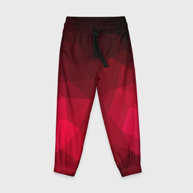 Детские брюки 3D с принтом Polygonal в Тюмени, 100% полиэстер | манжеты по низу, эластичный пояс регулируется шнурком, по бокам два кармана без застежек, внутренняя часть кармана из мелкой сетки | красный | полигоны | треугольники