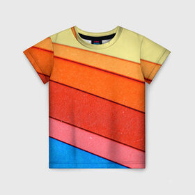 Детская футболка 3D с принтом Paper color в Тюмени, 100% гипоаллергенный полиэфир | прямой крой, круглый вырез горловины, длина до линии бедер, чуть спущенное плечо, ткань немного тянется | геометрия | полосы | разноцветный