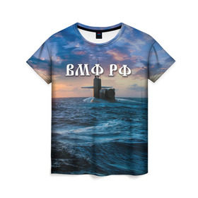 Женская футболка 3D с принтом Подводная лодка в Тюмени, 100% полиэфир ( синтетическое хлопкоподобное полотно) | прямой крой, круглый вырез горловины, длина до линии бедер | Тематика изображения на принте: вмф | морской флот | моряк | тельняшка | флот | якорь