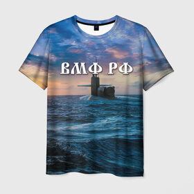 Мужская футболка 3D с принтом Подводная лодка в Тюмени, 100% полиэфир | прямой крой, круглый вырез горловины, длина до линии бедер | Тематика изображения на принте: вмф | морской флот | моряк | тельняшка | флот | якорь