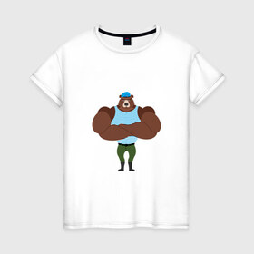 Женская футболка хлопок с принтом ВДВшник в Тюмени, 100% хлопок | прямой крой, круглый вырез горловины, длина до линии бедер, слегка спущенное плечо | 