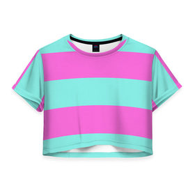 Женская футболка 3D укороченная с принтом Кислотные цвета в Тюмени, 100% полиэстер | круглая горловина, длина футболки до линии талии, рукава с отворотами | кислотные цвета | розовый