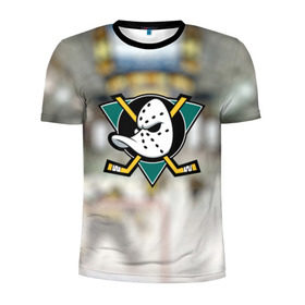 Мужская футболка 3D спортивная с принтом Anaheim ducks в Тюмени, 100% полиэстер с улучшенными характеристиками | приталенный силуэт, круглая горловина, широкие плечи, сужается к линии бедра | хоккей