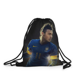 Рюкзак-мешок 3D с принтом Neymar в Тюмени, 100% полиэстер | плотность ткани — 200 г/м2, размер — 35 х 45 см; лямки — толстые шнурки, застежка на шнуровке, без карманов и подкладки | барселона | бразилия | неймар | футбол | футболист