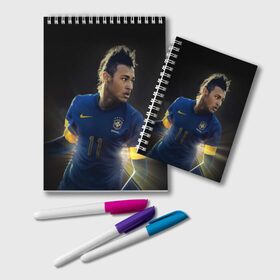 Блокнот с принтом Neymar в Тюмени, 100% бумага | 48 листов, плотность листов — 60 г/м2, плотность картонной обложки — 250 г/м2. Листы скреплены удобной пружинной спиралью. Цвет линий — светло-серый
 | барселона | бразилия | неймар | футбол | футболист