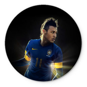 Коврик круглый с принтом Neymar в Тюмени, резина и полиэстер | круглая форма, изображение наносится на всю лицевую часть | барселона | бразилия | неймар | футбол | футболист