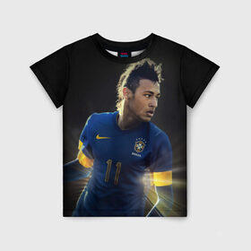 Детская футболка 3D с принтом Neymar в Тюмени, 100% гипоаллергенный полиэфир | прямой крой, круглый вырез горловины, длина до линии бедер, чуть спущенное плечо, ткань немного тянется | барселона | бразилия | неймар | футбол | футболист