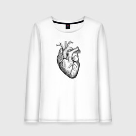 Женский лонгслив хлопок с принтом Heart в Тюмени, 100% хлопок |  | вектор | карандаш | кардиология | кровь | мышца | орган | пульс | рисунок | сердце | черный