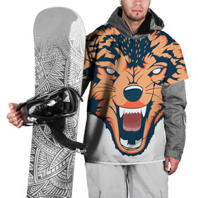 Накидка на куртку 3D с принтом Red wolf в Тюмени, 100% полиэстер |  | вектор | волк | глаза | голова | голод | дикий | оранжевый | охота | хищник | ярость