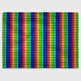 Плед 3D с принтом Радуга (Полосы в мозайку) в Тюмени, 100% полиэстер | закругленные углы, все края обработаны. Ткань не мнется и не растягивается | Тематика изображения на принте: вертикальные | жёлтый | зелёный | красный | оранжевый | полосы | радуга | синий | фиолетовый