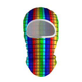 Балаклава 3D с принтом Радуга (Полосы в мозайку) в Тюмени, 100% полиэстер, ткань с особыми свойствами — Activecool | плотность 150–180 г/м2; хорошо тянется, но при этом сохраняет форму. Закрывает шею, вокруг отверстия для глаз кайма. Единый размер | Тематика изображения на принте: вертикальные | жёлтый | зелёный | красный | оранжевый | полосы | радуга | синий | фиолетовый