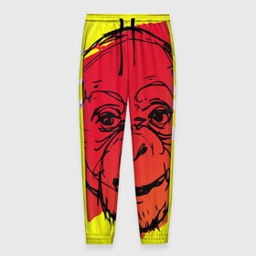 Мужские брюки 3D с принтом Fire Monkey в Тюмени, 100% полиэстер | манжеты по низу, эластичный пояс регулируется шнурком, по бокам два кармана без застежек, внутренняя часть кармана из мелкой сетки | Тематика изображения на принте: мартышка | обезьяна | огненная