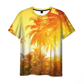 Мужская футболка 3D с принтом Пальмы в Тюмени, 100% полиэфир | прямой крой, круглый вырез горловины, длина до линии бедер | sea | summer | берег | лето | море | океан | отдых | пальмы | пляж | солнце