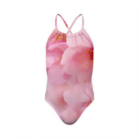 Детский купальник 3D с принтом Сакура в Тюмени, Полиэстер 85%, Спандекс 15% | Слитный крой, подклад по переду изделия, узкие бретели | весна | вишня | розовый | цветение | цветы | япония