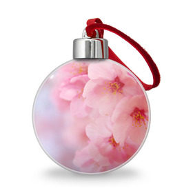 Ёлочный шар с принтом Сакура в Тюмени, Пластик | Диаметр: 77 мм | весна | вишня | розовый | цветение | цветы | япония