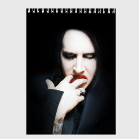 Скетчбук с принтом Marilyn Manson в Тюмени, 100% бумага
 | 48 листов, плотность листов — 100 г/м2, плотность картонной обложки — 250 г/м2. Листы скреплены сверху удобной пружинной спиралью | звезда | знаменитость | музыка | мэрилин мэнсон | певец | рокер