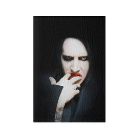 Обложка для паспорта матовая кожа с принтом Marilyn Manson в Тюмени, натуральная матовая кожа | размер 19,3 х 13,7 см; прозрачные пластиковые крепления | звезда | знаменитость | музыка | мэрилин мэнсон | певец | рокер