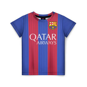 Детская футболка 3D с принтом Барселона форма в Тюмени, 100% гипоаллергенный полиэфир | прямой крой, круглый вырез горловины, длина до линии бедер, чуть спущенное плечо, ткань немного тянется | barca | barcelona | барса | барселона | футбол
