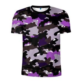 Мужская футболка 3D спортивная с принтом Текстуры в Тюмени, 100% полиэстер с улучшенными характеристиками | приталенный силуэт, круглая горловина, широкие плечи, сужается к линии бедра | camo | камо | фиолетовый