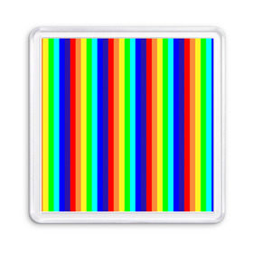 Магнит 55*55 с принтом Радуга вертикальные полосы в Тюмени, Пластик | Размер: 65*65 мм; Размер печати: 55*55 мм | вертикальные | жёлтый | зелёный | красный | оранжевый | полосы | радуга | синий | фиолетовый