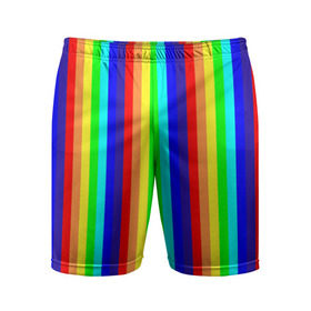 Мужские шорты 3D спортивные с принтом Радуга вертикальные полосы в Тюмени,  |  | Тематика изображения на принте: вертикальные | жёлтый | зелёный | красный | оранжевый | полосы | радуга | синий | фиолетовый