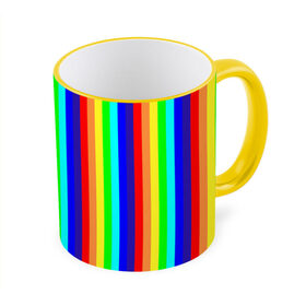 Кружка 3D с принтом Радуга вертикальные полосы в Тюмени, керамика | ёмкость 330 мл | вертикальные | жёлтый | зелёный | красный | оранжевый | полосы | радуга | синий | фиолетовый